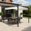9ft Square Pergola with Outdoor Horizontal Pulling White Canopy