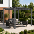 9ft Wide Aluminum Pergola for Patio Deck Outdoor Horizontal Pulling Square Pergolar