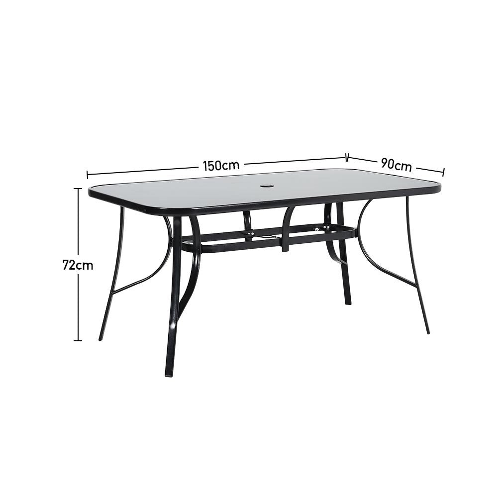 Outdoor Rectangular Dining Table with Umbrella Hole for Garden and Patio Garden Dining Table Living and Home 