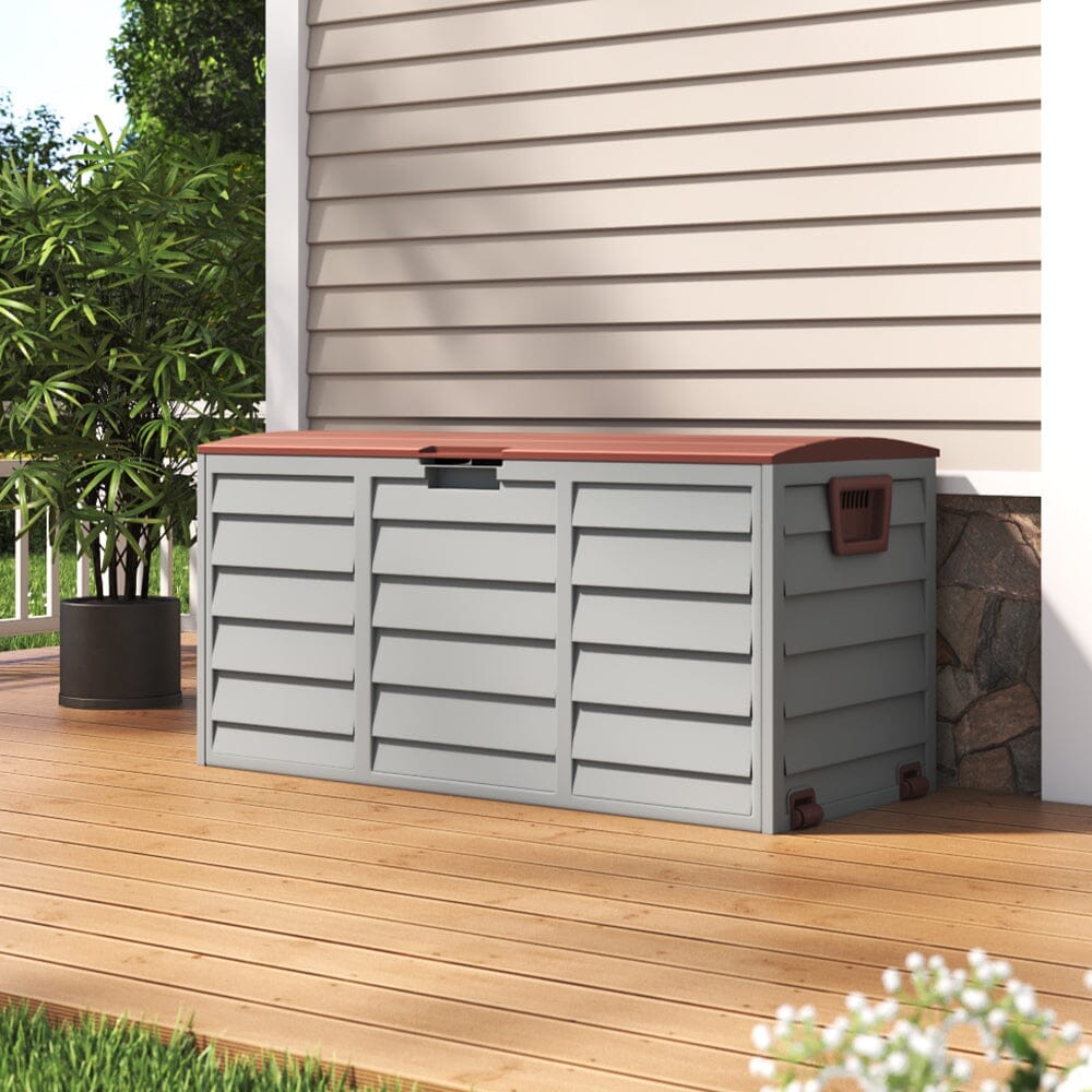 4ft PP Garden Storage Deck Box Large Outdoor Grey/Black Garden Storage Boxes Living and Home 