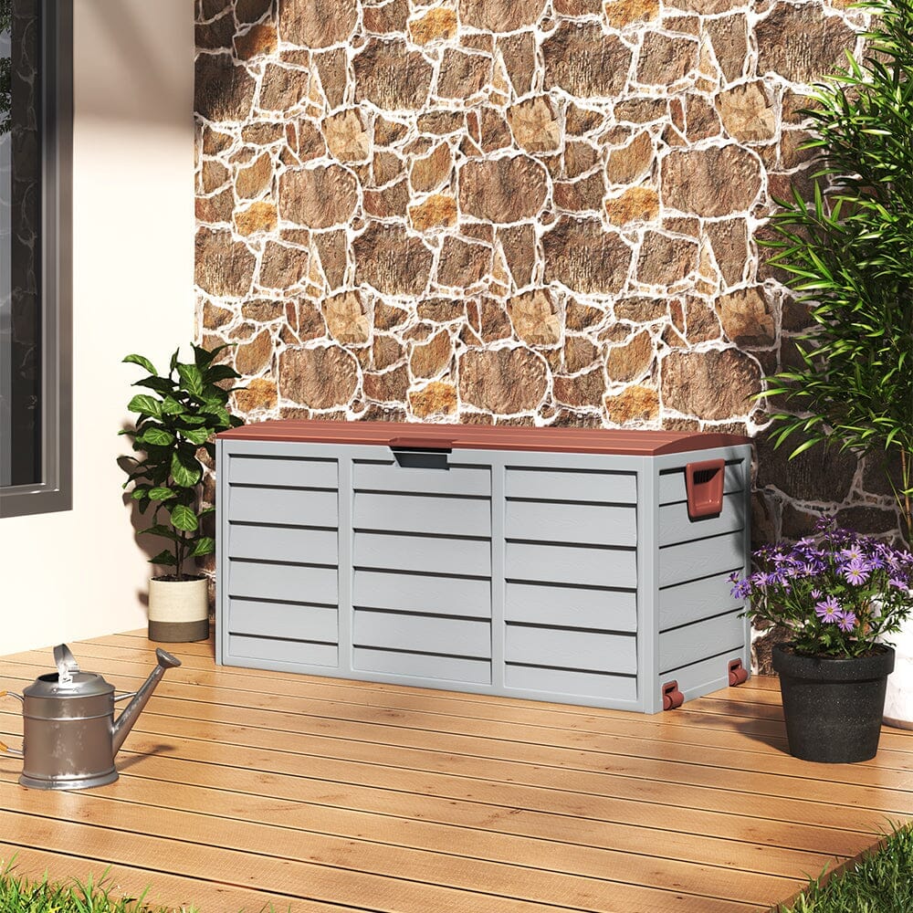 4ft PP Garden Storage Deck Box Large Outdoor Grey/Black Garden Storage Boxes Living and Home 