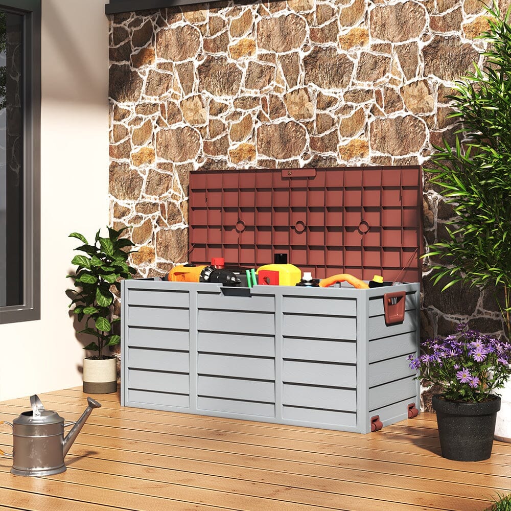 4ft PP Garden Storage Deck Box Large Outdoor Grey/Black Garden Storage Boxes Living and Home 