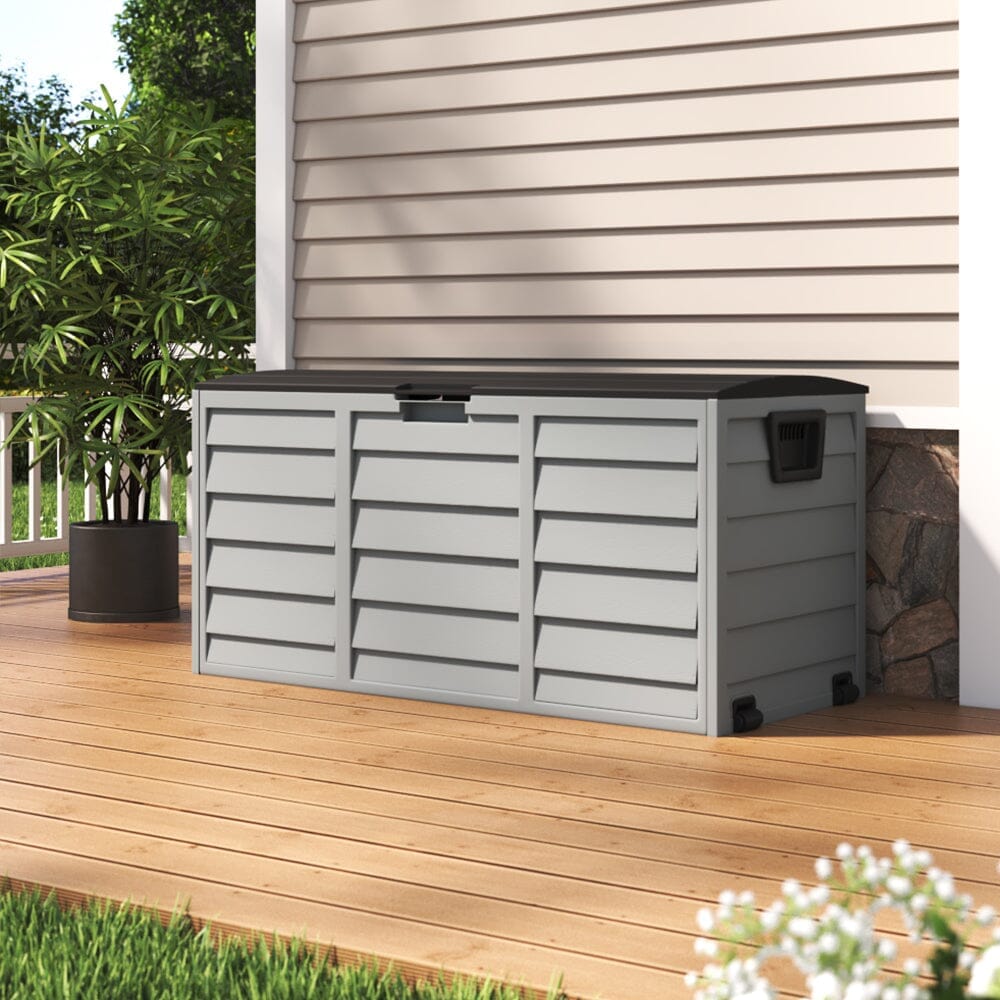 4ft PP Garden Storage Deck Box Large Outdoor Grey/Black Garden Storage Boxes Living and Home 