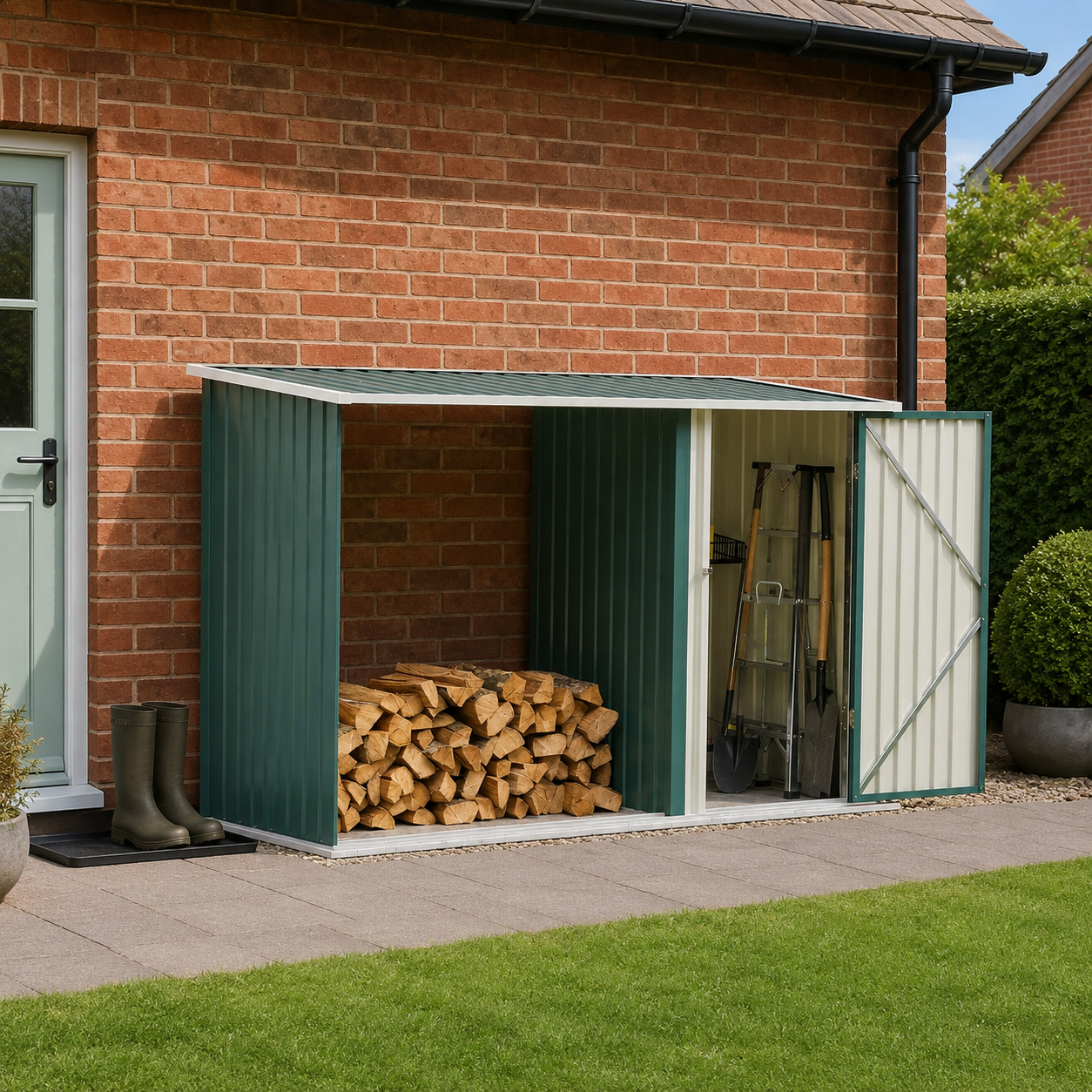 8ft Wood Outdoor Firewood Log Storage Shed
