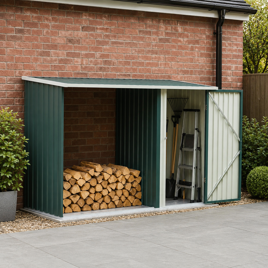 8ft Wood Outdoor Firewood Log Storage Shed