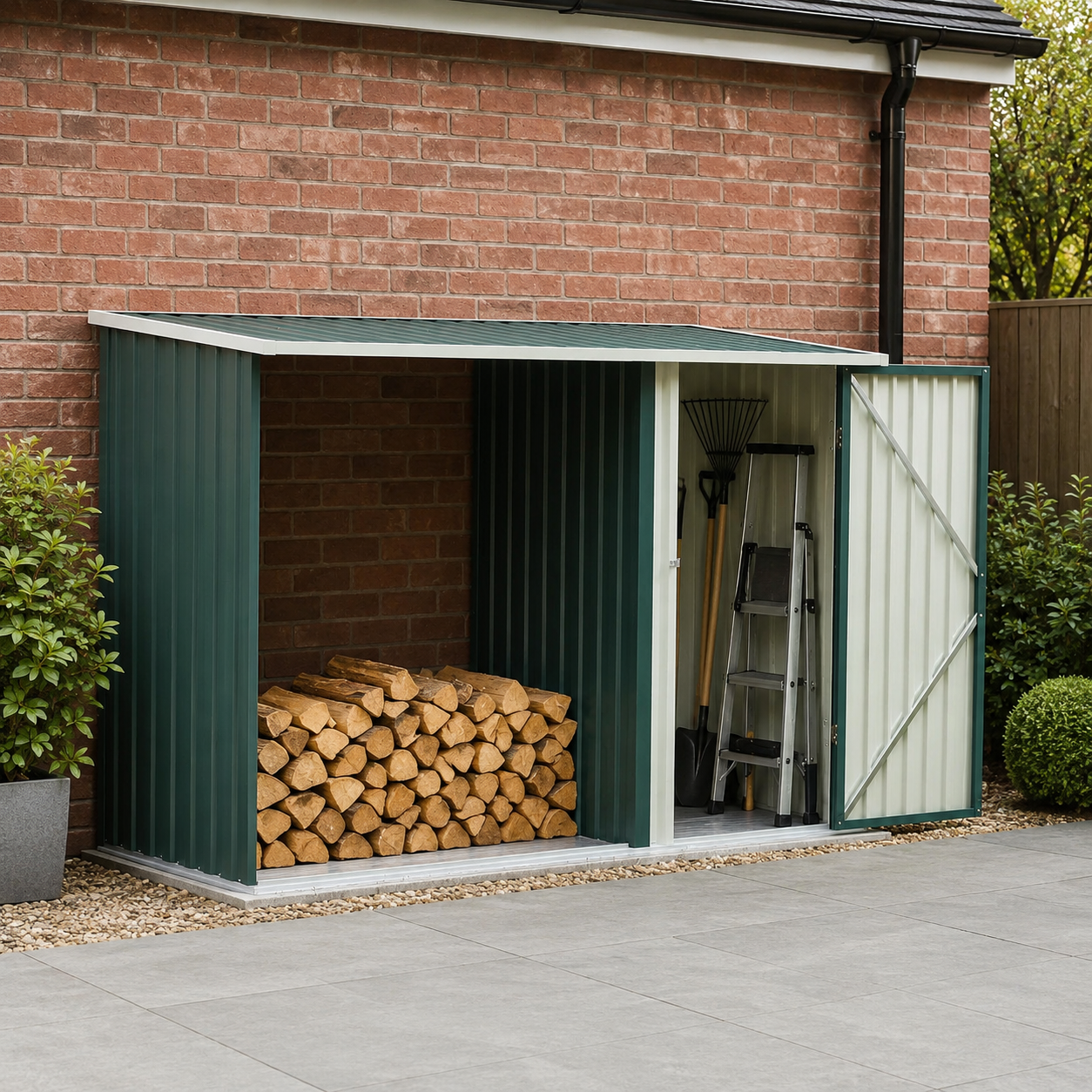 8ft Wood Outdoor Firewood Log Storage Shed