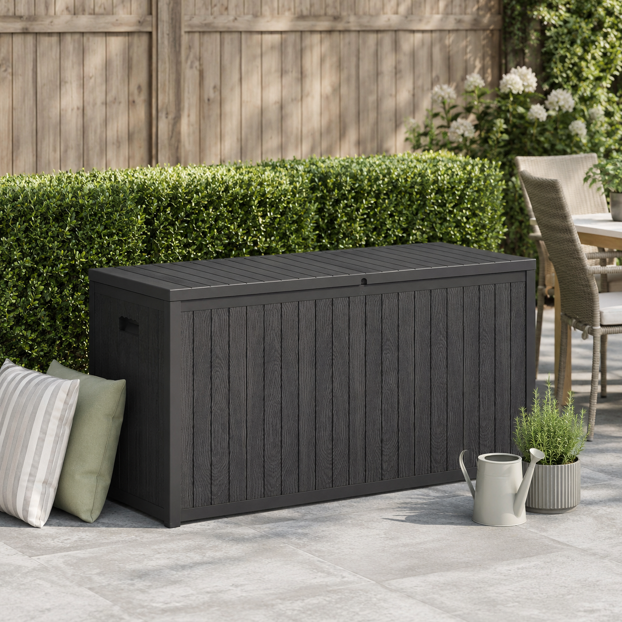 4ft PP Garden Storage Deck Box Outdoor Black Classic