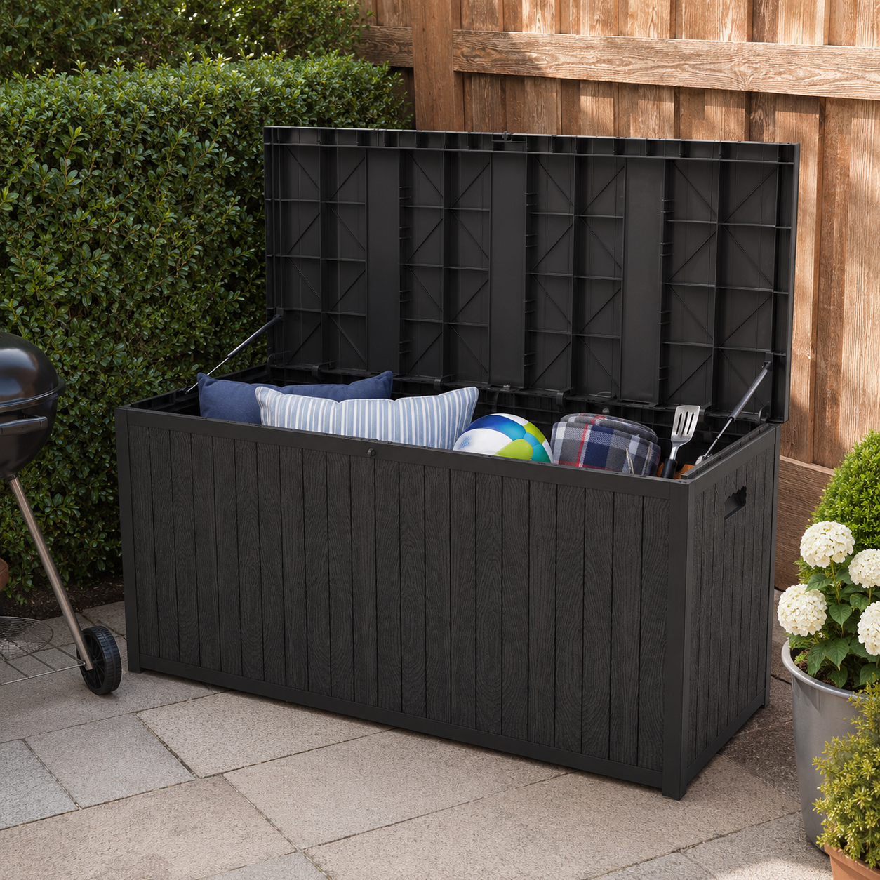 4ft PP Garden Storage Deck Box Outdoor Black Classic