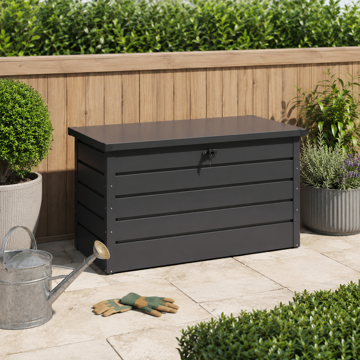 350L Steel Garden Steel Box  Patio Waterproof Storage Box
