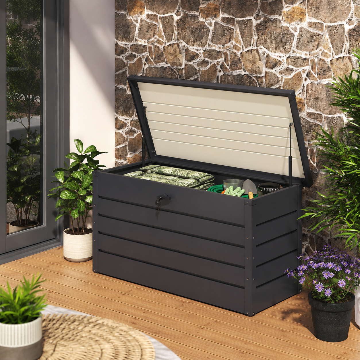 350L Steel Garden Steel Box  Patio Waterproof Storage Box
