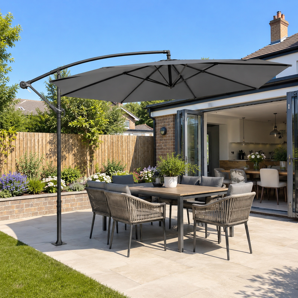 3 x 3M Wide Garden Parasol Outdoor Hanging UV Resistant and Waterproof Umbrella for Patio