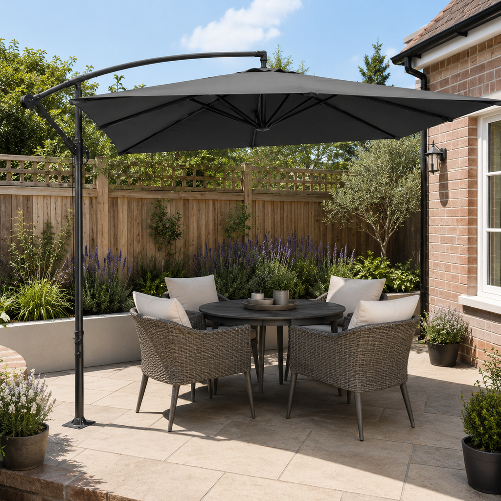 3 x 3M Wide Garden Parasol Outdoor Hanging UV Resistant and Waterproof Umbrella for Patio
