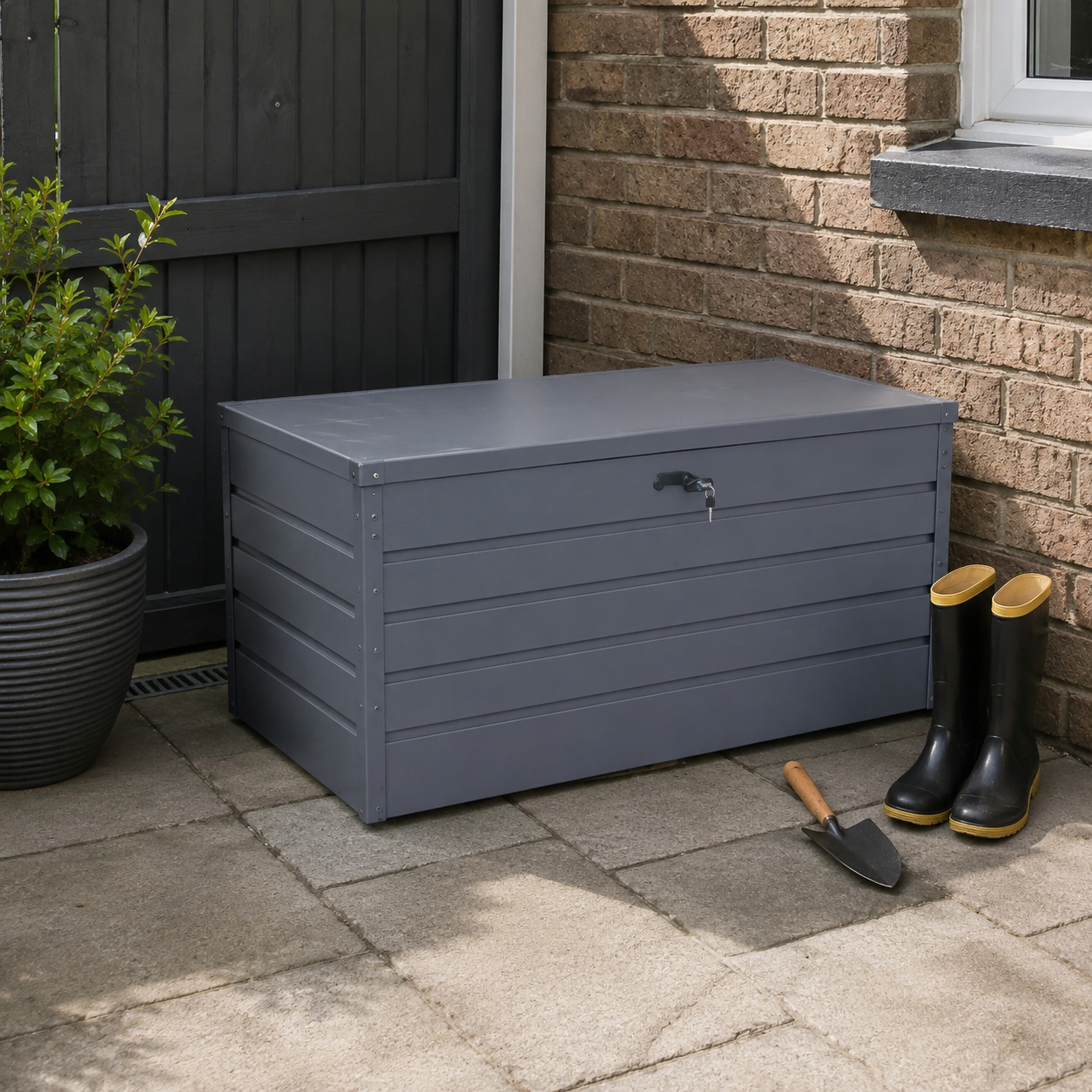 200L/600L Metal Outdoor Garden Storage Box Lockable Waterproof