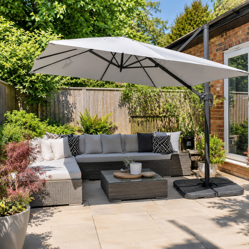 3 x 3 m Square Cantilever Parasol Outdoor Hanging Umbrella for Garden and Patio