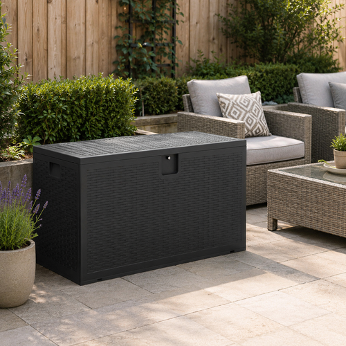 127cm W Rattan Garden Storage Outdoor Deck Box