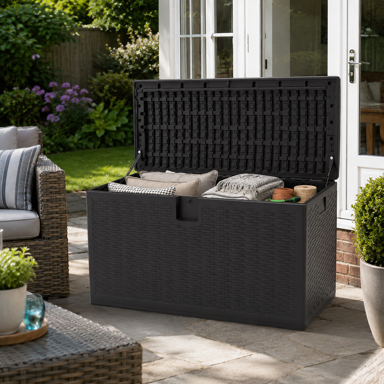 127cm W Rattan Garden Storage Outdoor Deck Box