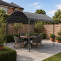 9ft Metal Arched Pergola with Shade Outdoor Dark Grey