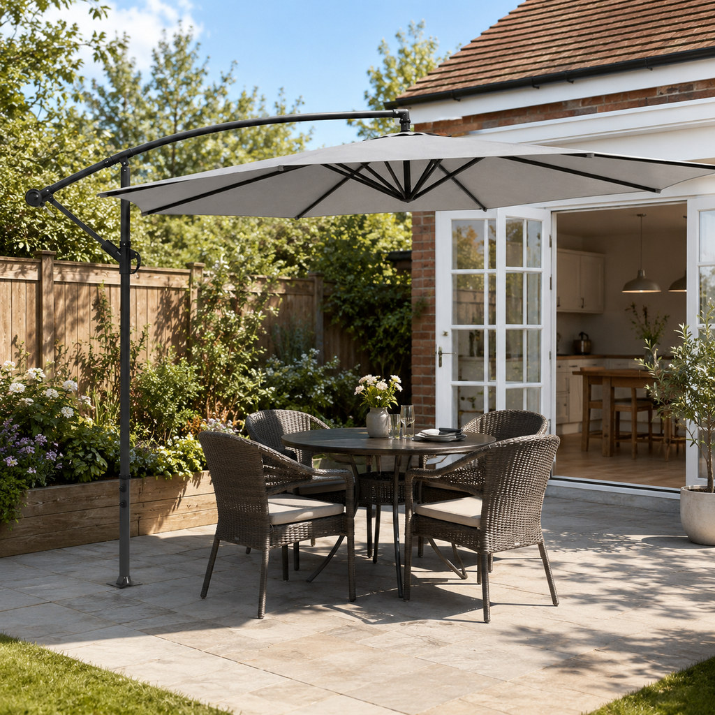 3M Sun Parasol Hanging Banana Umbrella Light Grey  Outdoor Sun Shade