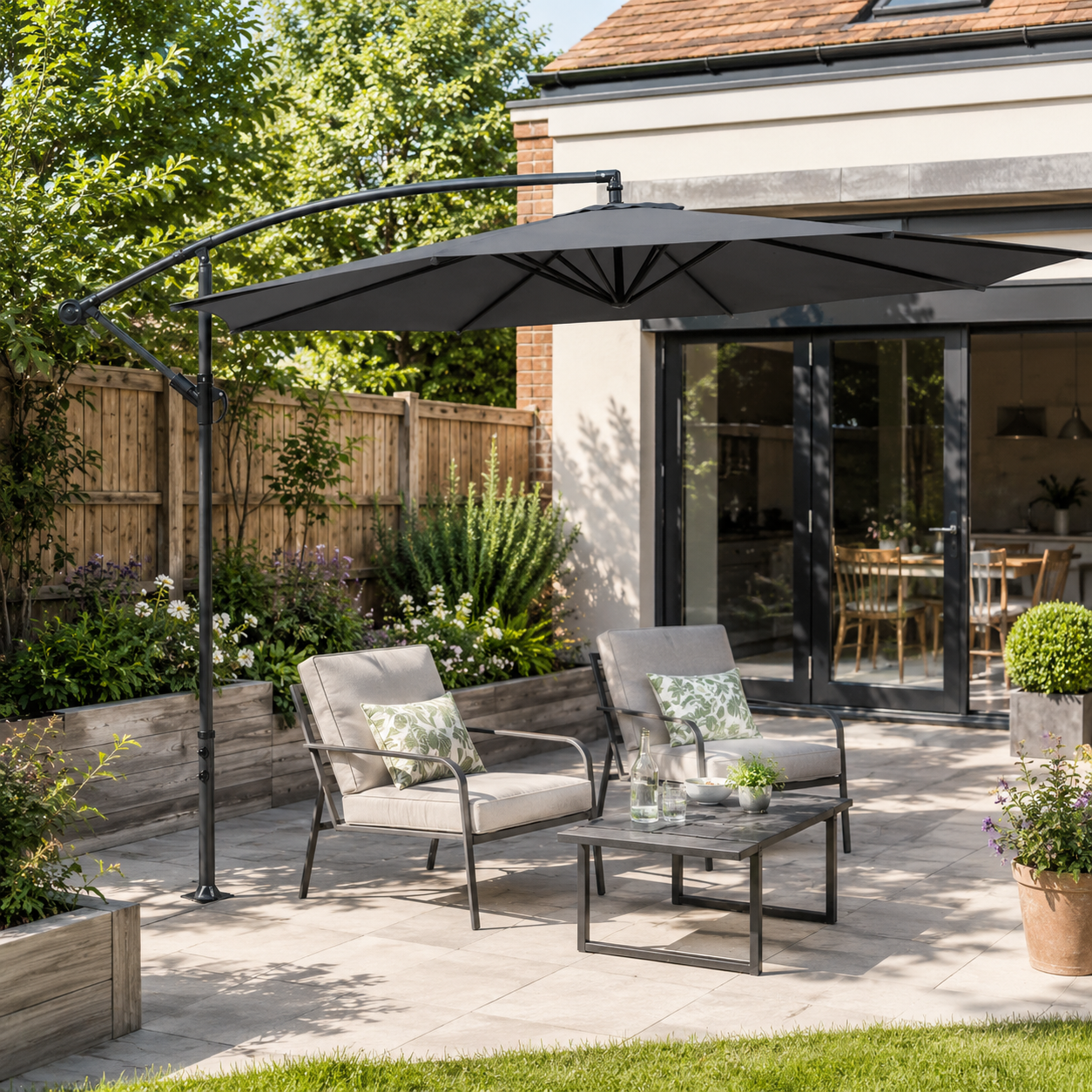 3M Sun Parasol Hanging Banana Umbrella Dark Grey