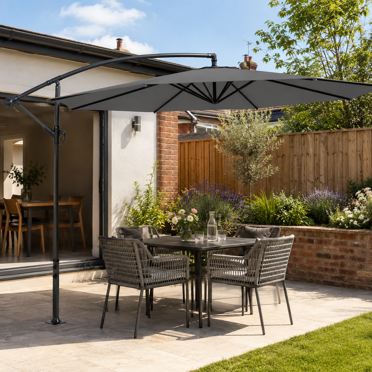 3M Sun Parasol Hanging Banana Umbrella Dark Grey