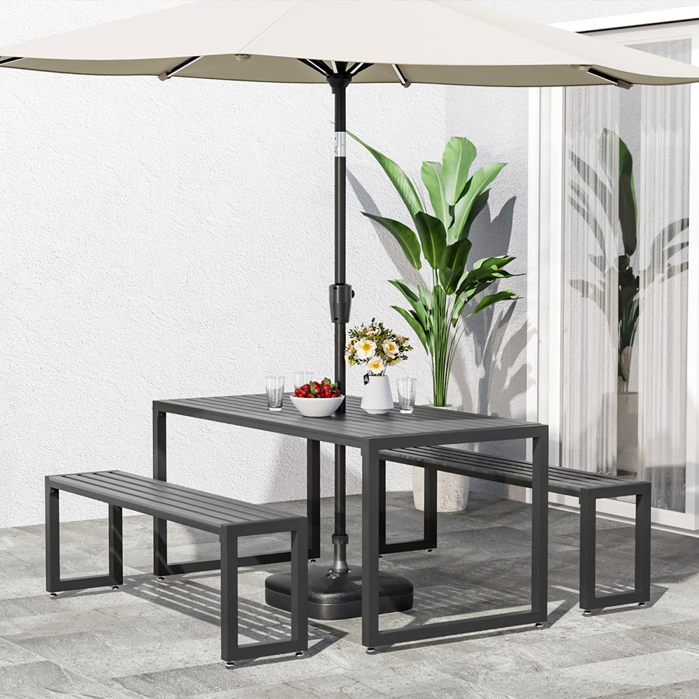 6 - Person 150cm Long Iron Outdoor Dining Set Garden Table and Bench Outdoor Seating Living and Home 