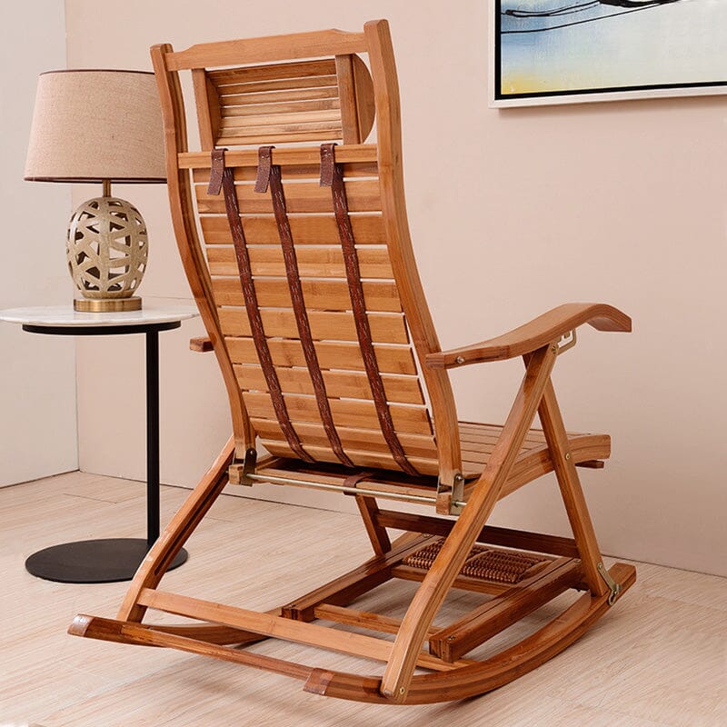 Bamboo Rocking Chair Foldable Recliner Sun Loungers Living and Home 