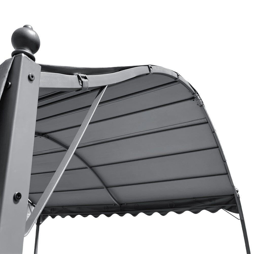 300cm W Outdoor Metal Arched Pergola with Shade Dark Grey Canopies & Gazebos Living and Home 