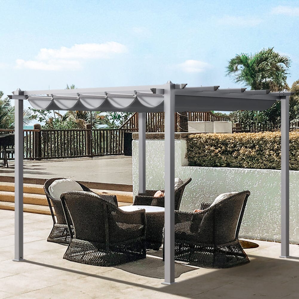 300cm Wide Aluminum Pergola for Patio Deck Outdoor Horizontal Pulling Square Pergolar Canopies & Gazebos Living and Home 