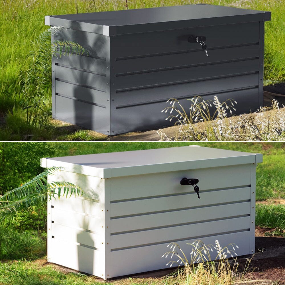 350L Steel Garden Steel Box Patio Waterproof Storage Box Garden Storage Boxes Living and Home 