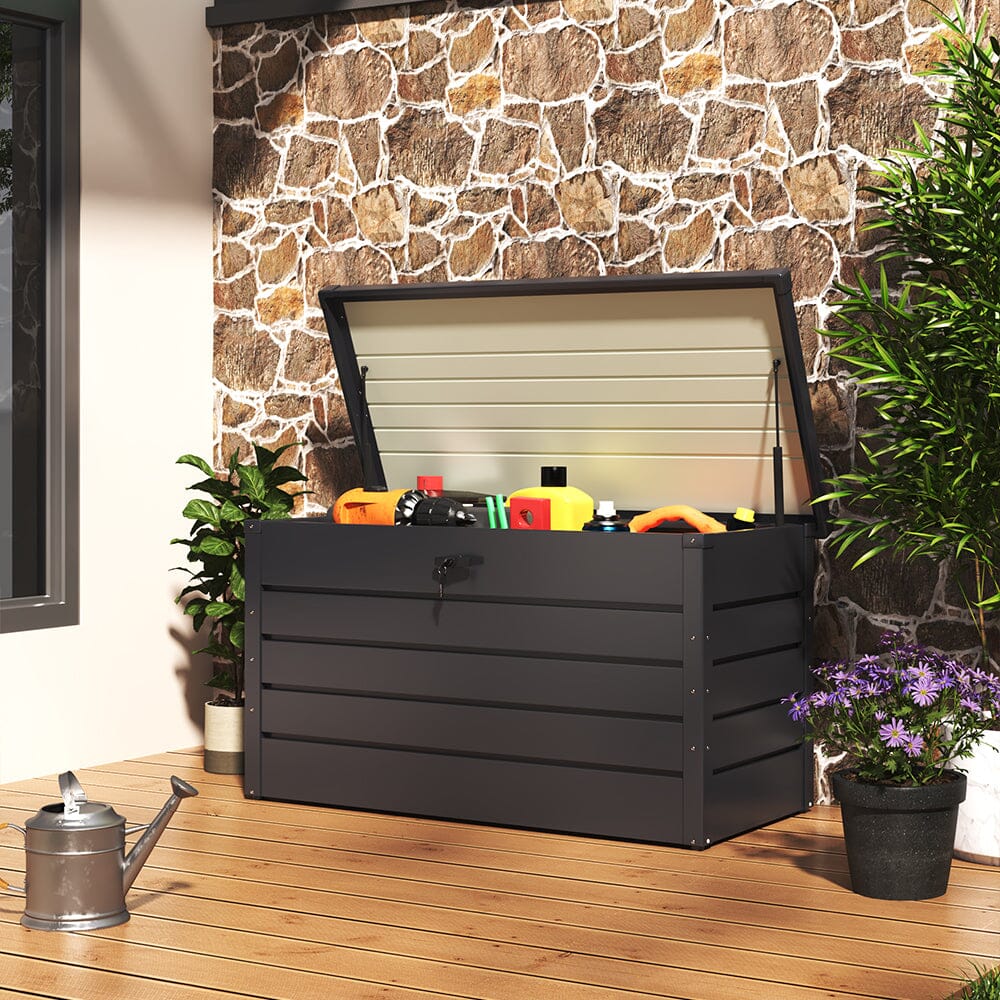 350L Steel Garden Steel Box Patio Waterproof Storage Box Garden Storage Boxes Living and Home 