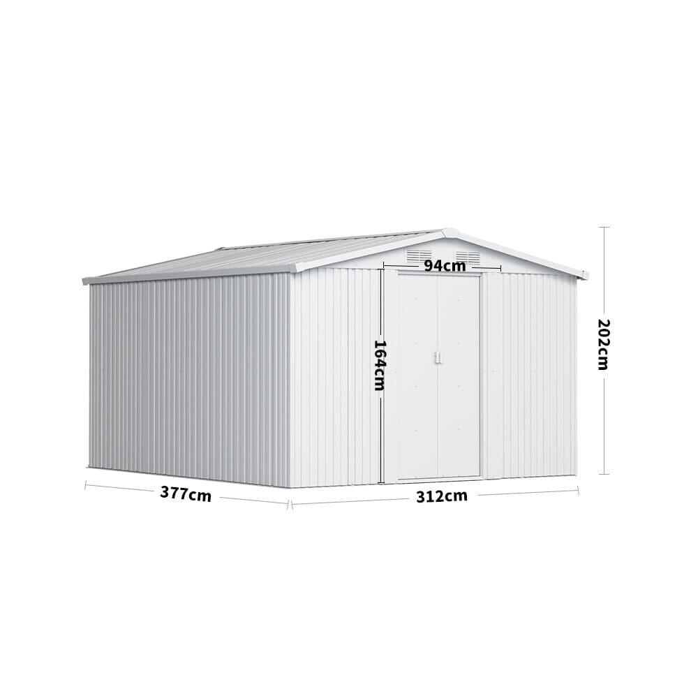 Waterproof 6x8/8x8/10x8/12x10ft Metal Shed with Gable Roof Charcoal Black/Green Garden Sheds Living and Home 