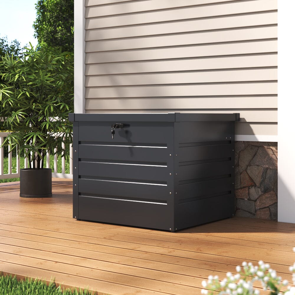 200L/600L Metal Outdoor Garden Storage Box Lockable Waterproof Garden Storage Boxes Living and Home 