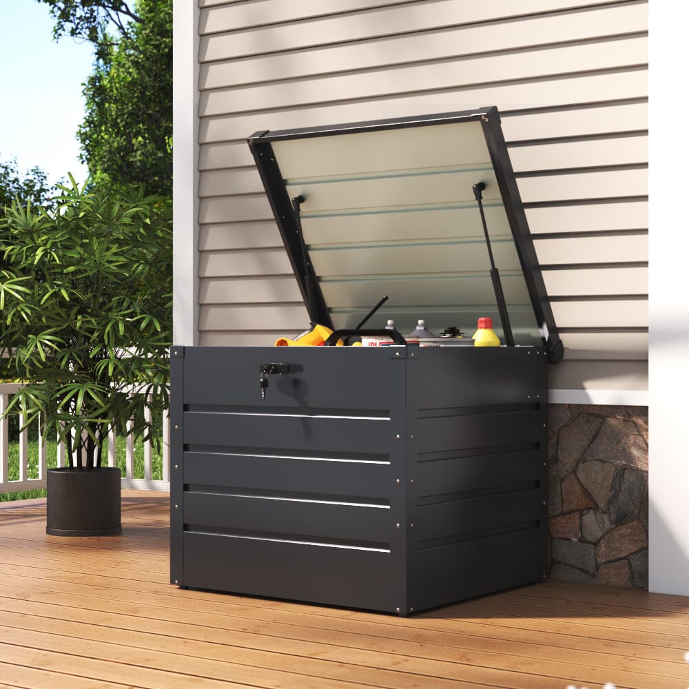 200L/600L Metal Outdoor Garden Storage Box Lockable Waterproof Garden Storage Boxes Living and Home 
