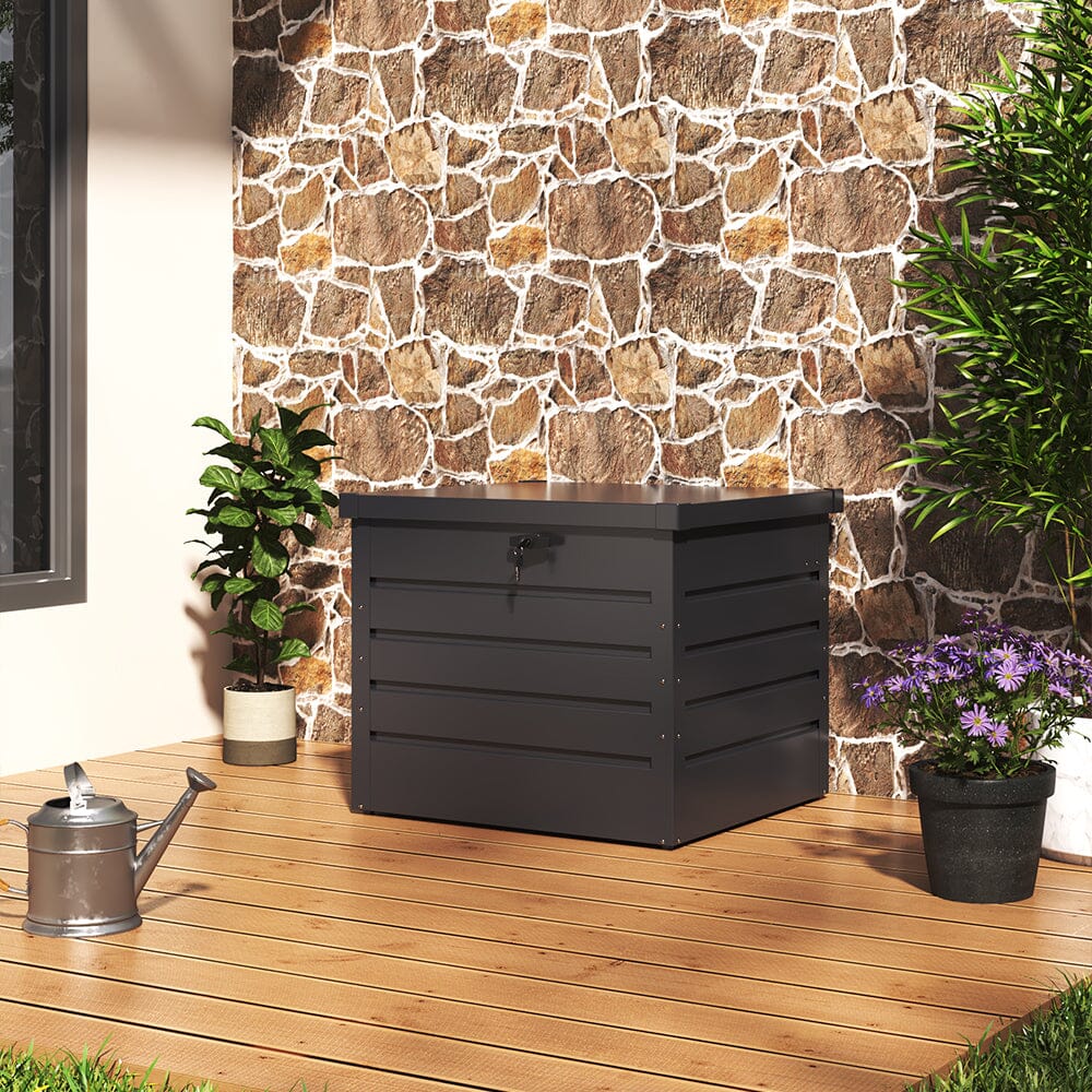 200L/600L Metal Outdoor Garden Storage Box Lockable Waterproof Garden Storage Boxes Living and Home 