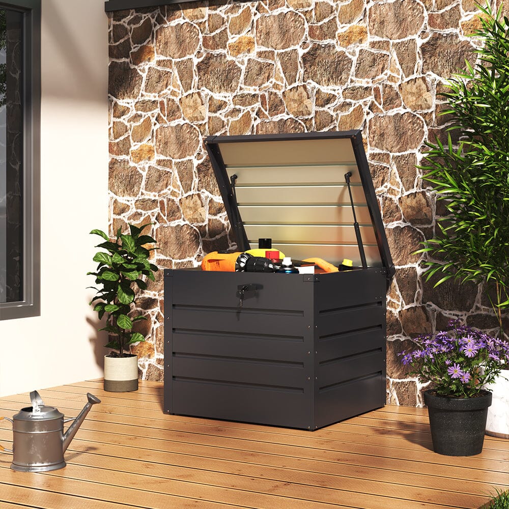 200L/600L Metal Outdoor Garden Storage Box Lockable Waterproof Garden Storage Boxes Living and Home 