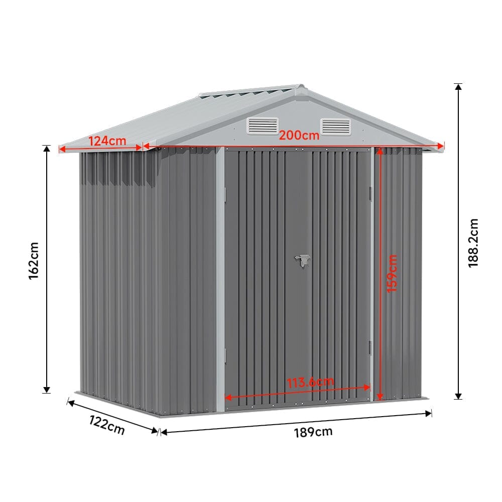 4×6ft/ 6×8 ft/ 10×8ft/ 10×10ft/ 10×12ft Metal Outdoor Garden Storage Shed Motorcycle Sheds with Lockable Garden Sheds Living and Home 