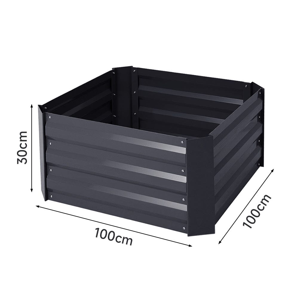 Galvanized Steel Square Raised Garden Bed Planter Box in Black Living and Home 