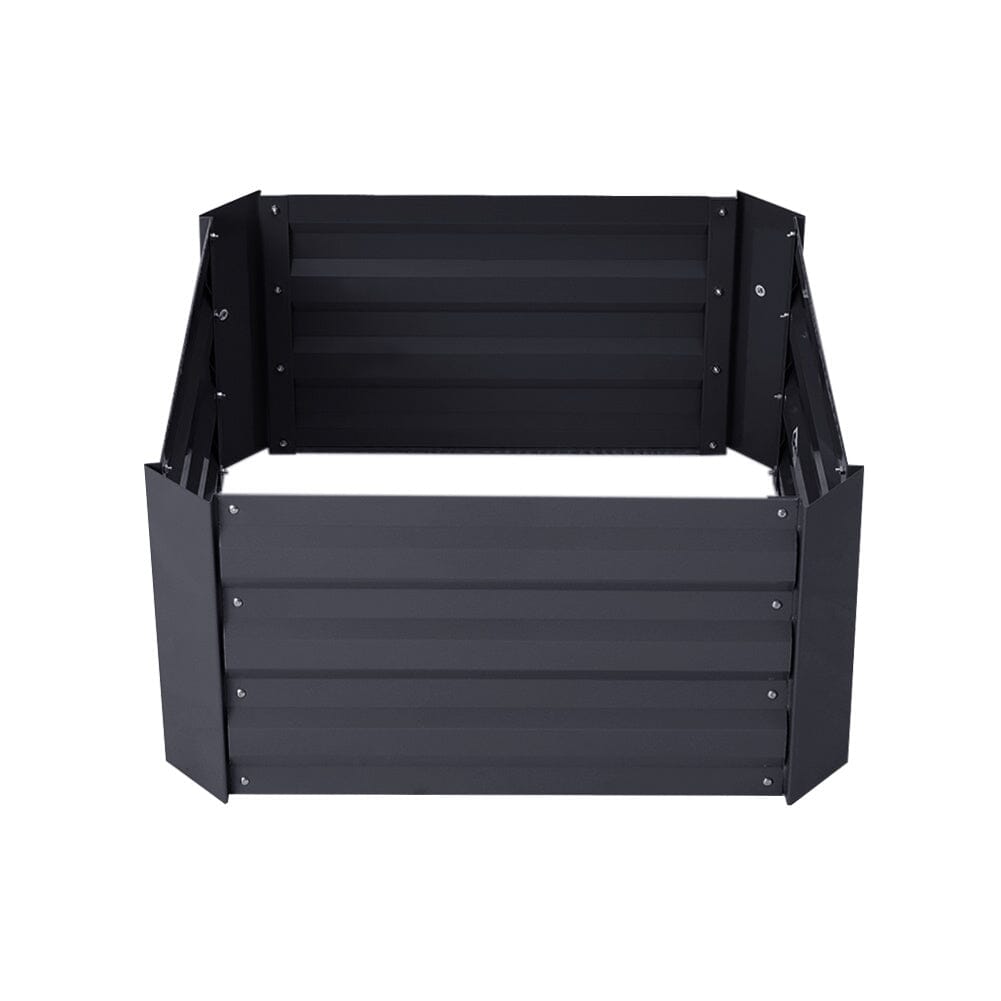Galvanized Steel Square Raised Garden Bed Planter Box in Black Living and Home 