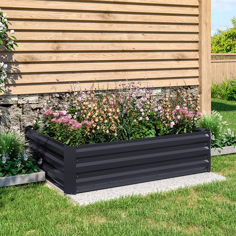 Galvanized Steel Square Raised Garden Bed Planter Box in Black Living and Home 