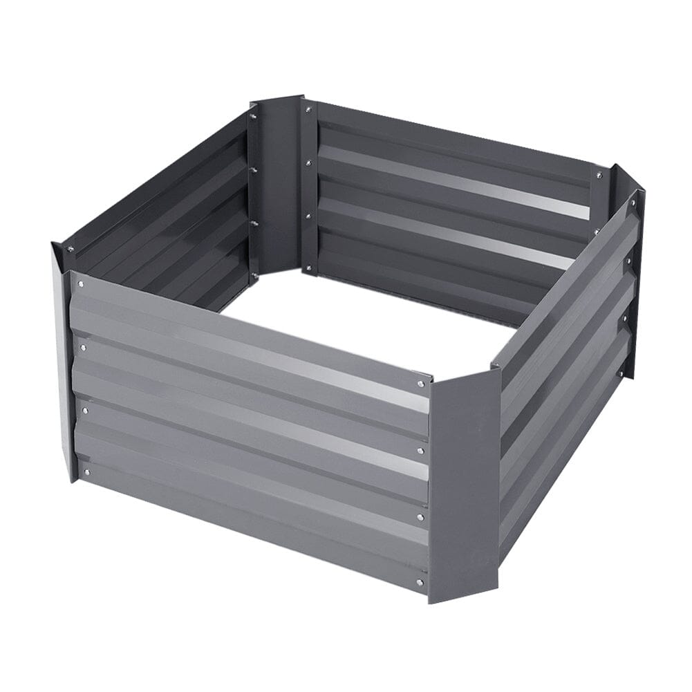 Galvanized Steel Square Raised Garden Bed Planter Box in Grey Living and Home 