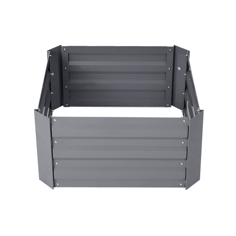 Galvanized Steel Square Raised Garden Bed Planter Box in Grey Living and Home 