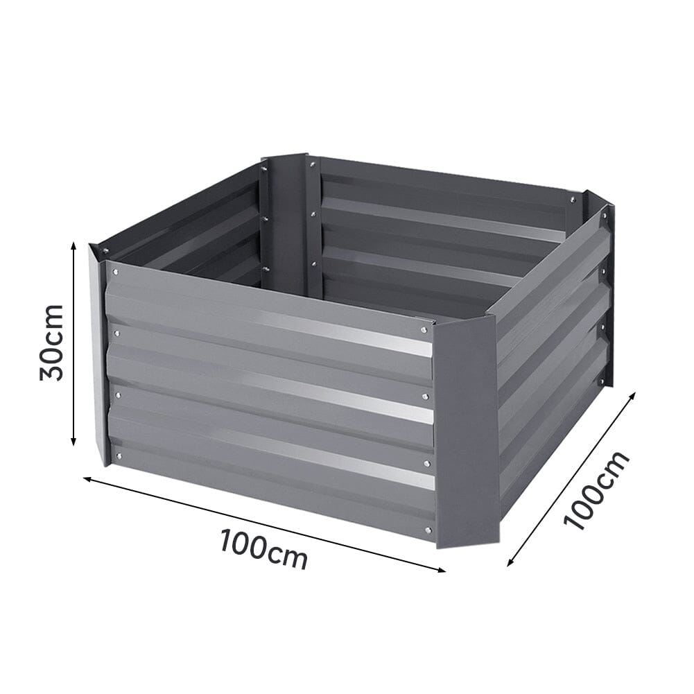 Galvanized Steel Square Raised Garden Bed Planter Box in Grey Living and Home 