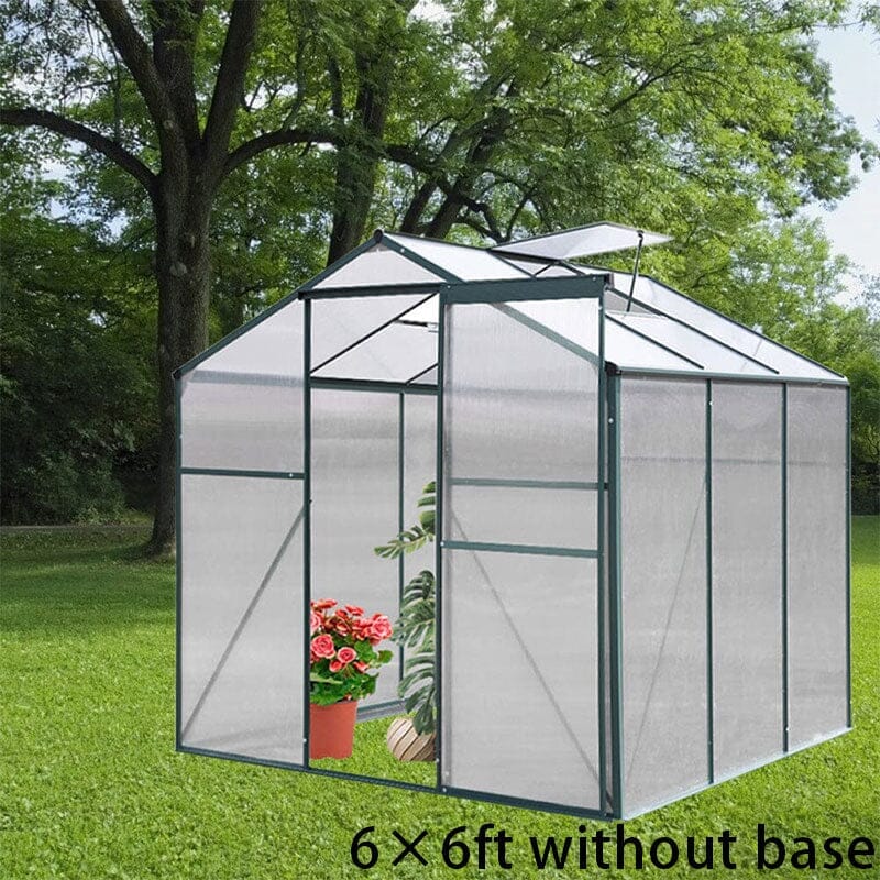4×6 ft/ 6×6 ft/ 8×6 ft/ 10×6/10' x 6' ft Garden Greenhouse Green Framed with 2 Vents Rain Gutter Setting Greenhouses Living and Home 