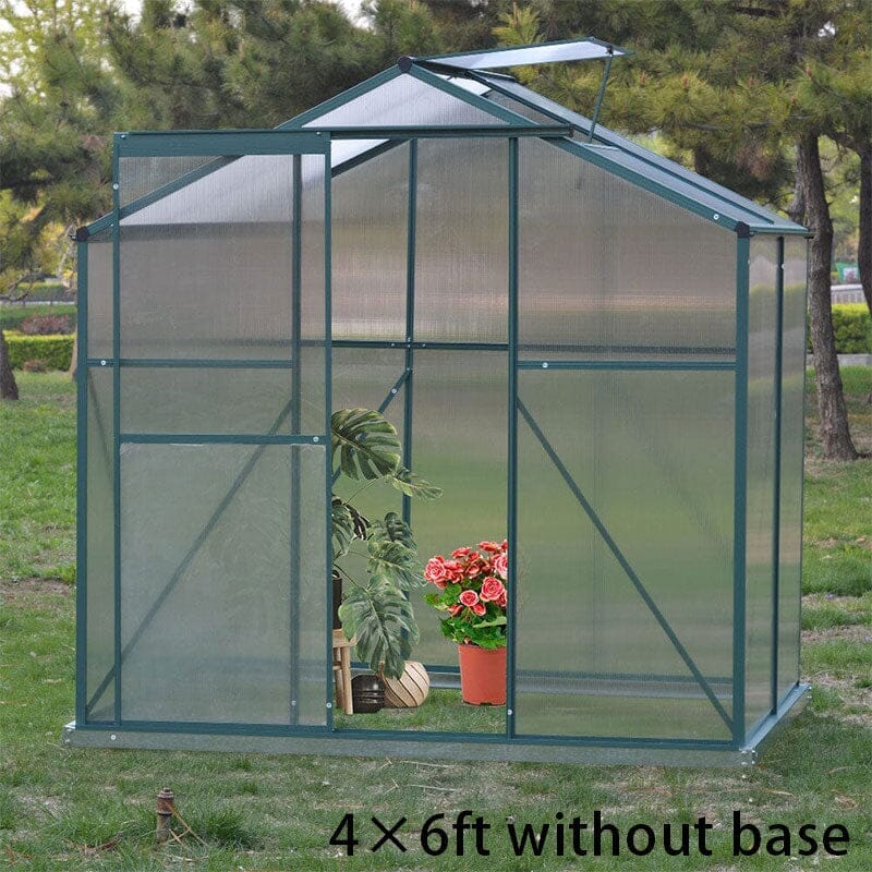 4×6 ft/ 6×6 ft/ 8×6 ft/ 10×6/10' x 6' ft Garden Greenhouse Green Framed with 2 Vents Rain Gutter Setting Greenhouses Living and Home 